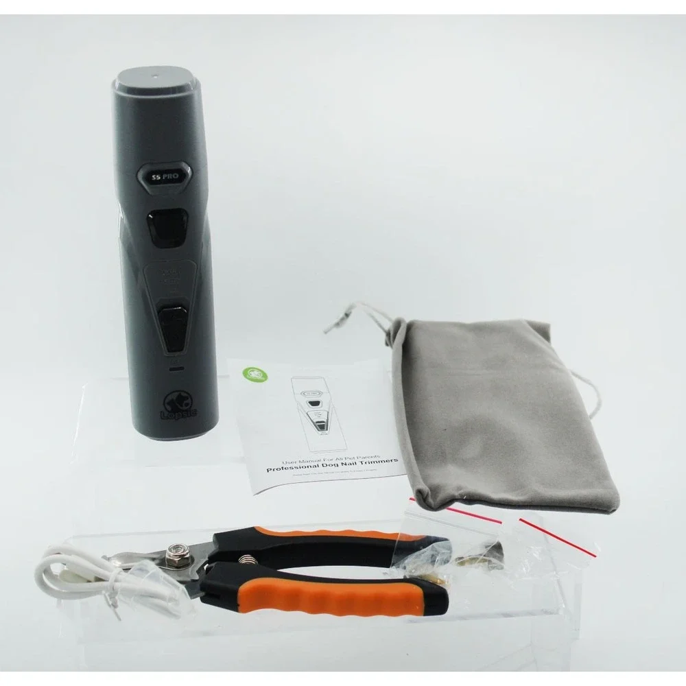 Lopsic S5 Pro Pet Nail Grinder Kit 2-in-1 Dog Cat Trimmer Noiseless Gray